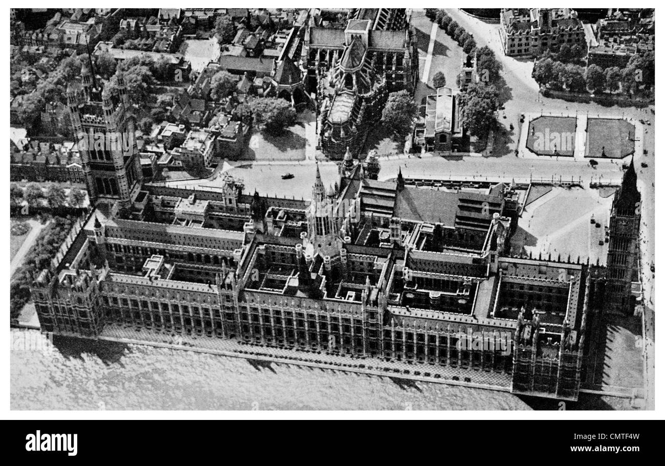 1925 Case del Parlamento Londra vista aerea Foto Stock