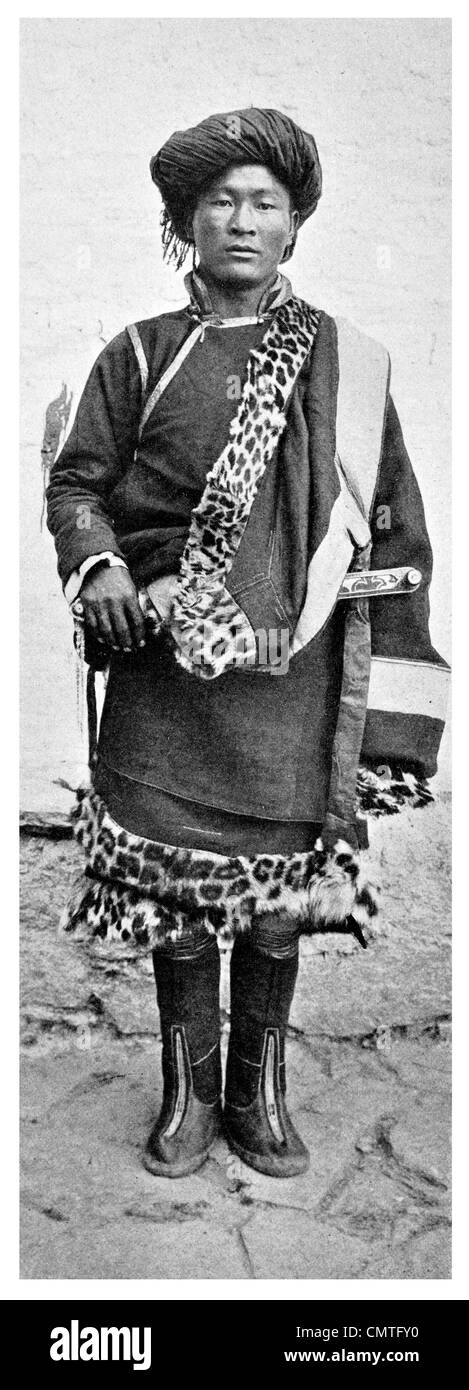 1925 Muli lama King's Bodyguard tibetano contea autonoma Foto Stock