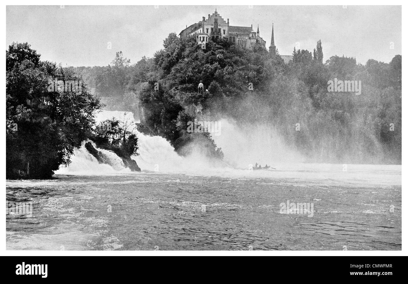 1925 Laufen Castello cascate del Reno cascata più alta in europa Foto Stock