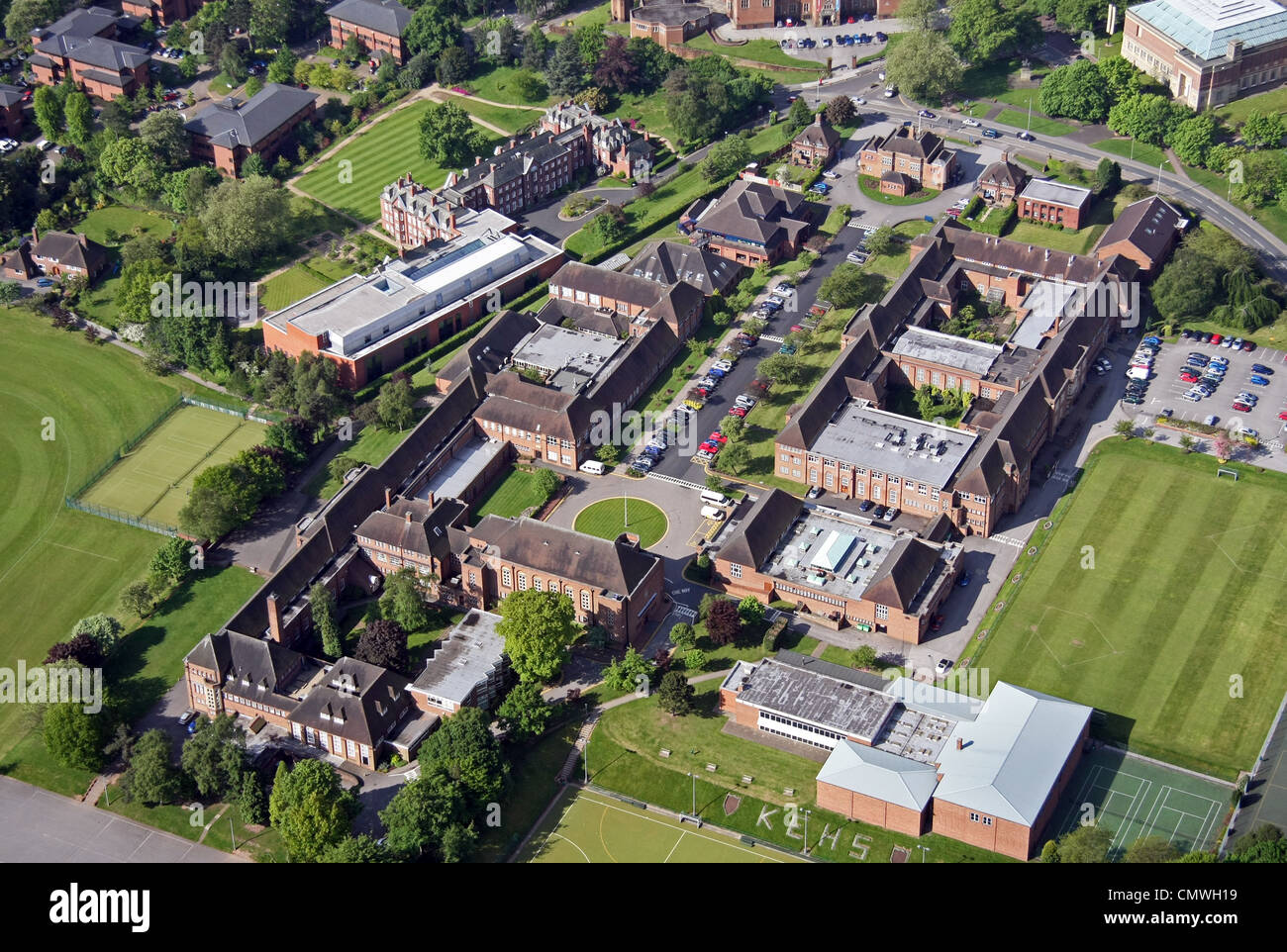 Vista aerea della King Edward's School, Birmingham Foto Stock
