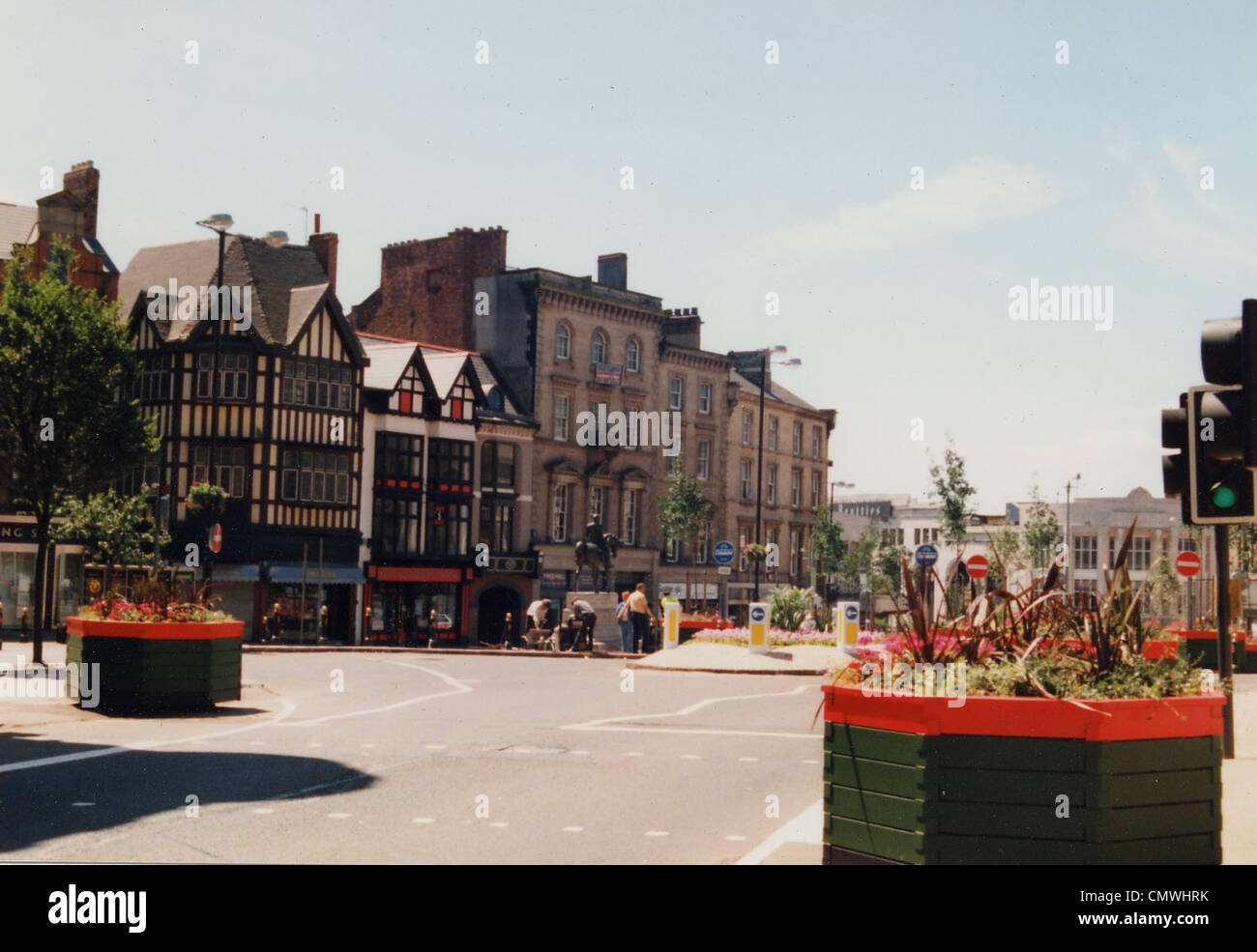 Queen Square, Wolverhampton, Lug 14 1991. Il primo giorno del nuovo traffico deviato sistema in Queen Square. Foto Stock
