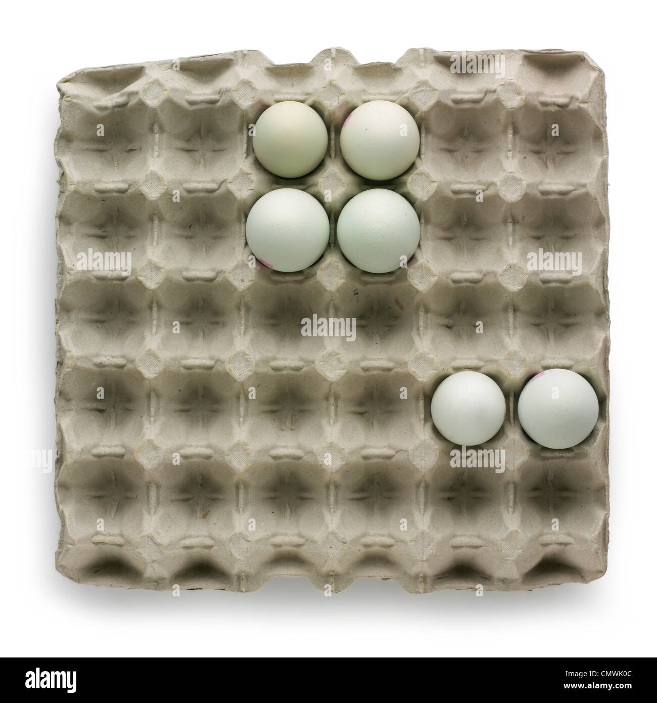 Antenna di vassoio di cartone di sei uova Foto Stock