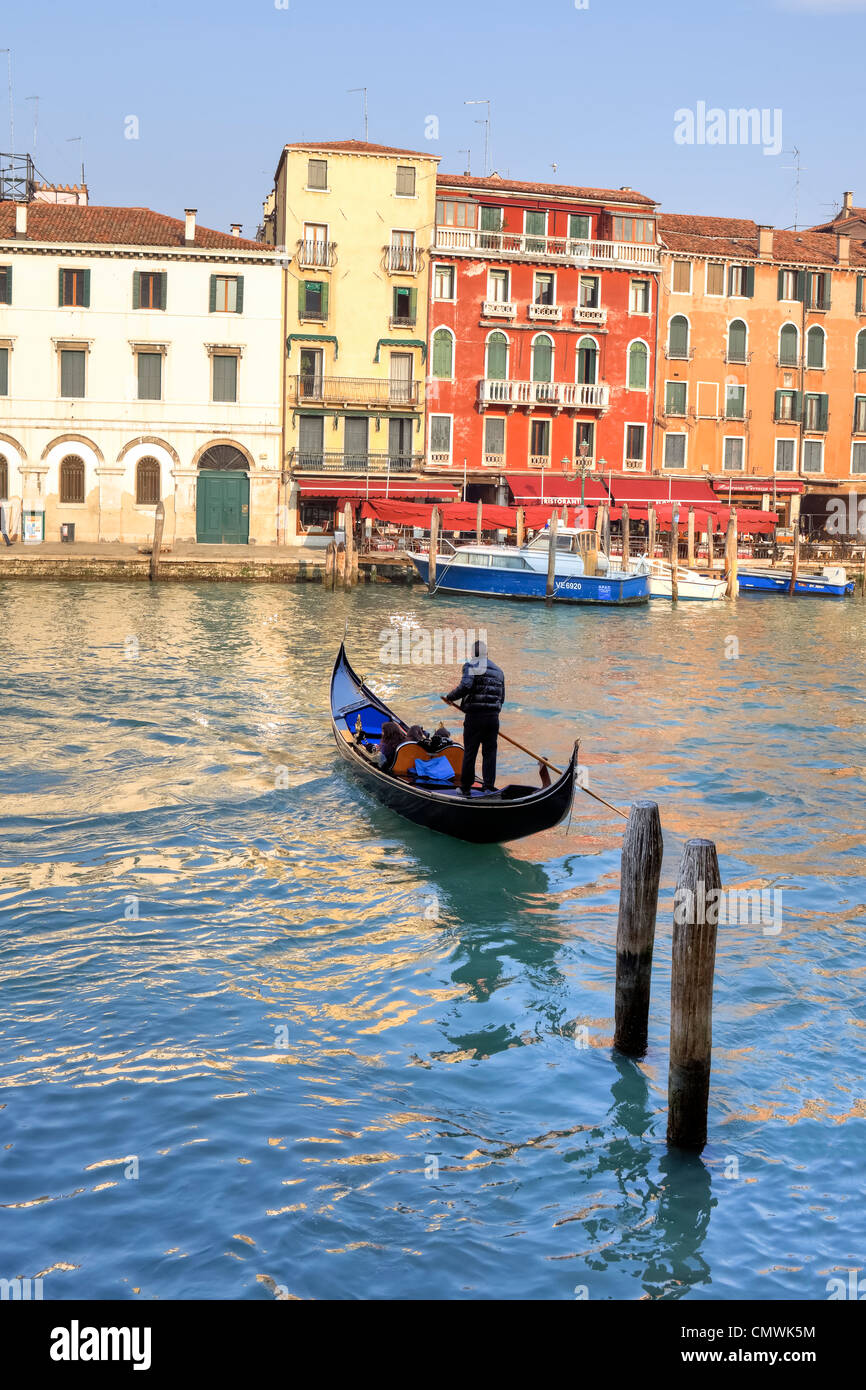 Grand Canal, Gondola, Venezia, Veneto, Italia Foto Stock