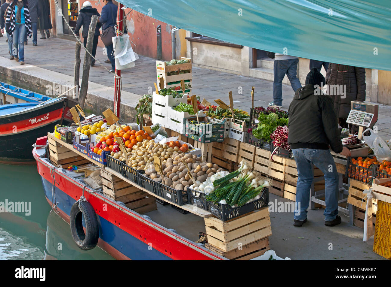 Venditore vegetali, Venezia, Veneto, Italia Foto Stock