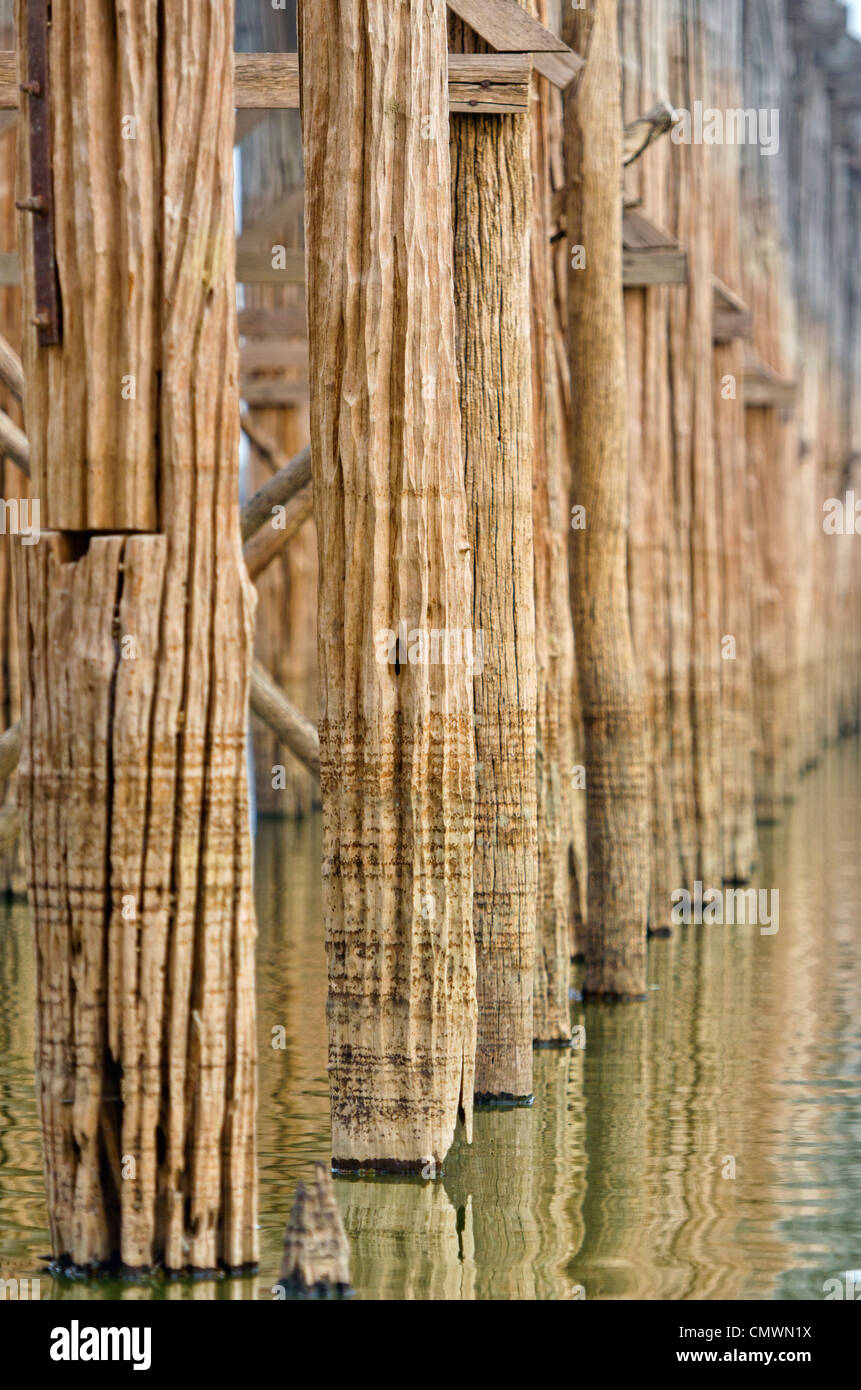 U Bein ponte in teak, Mandalay Myanmar Foto Stock