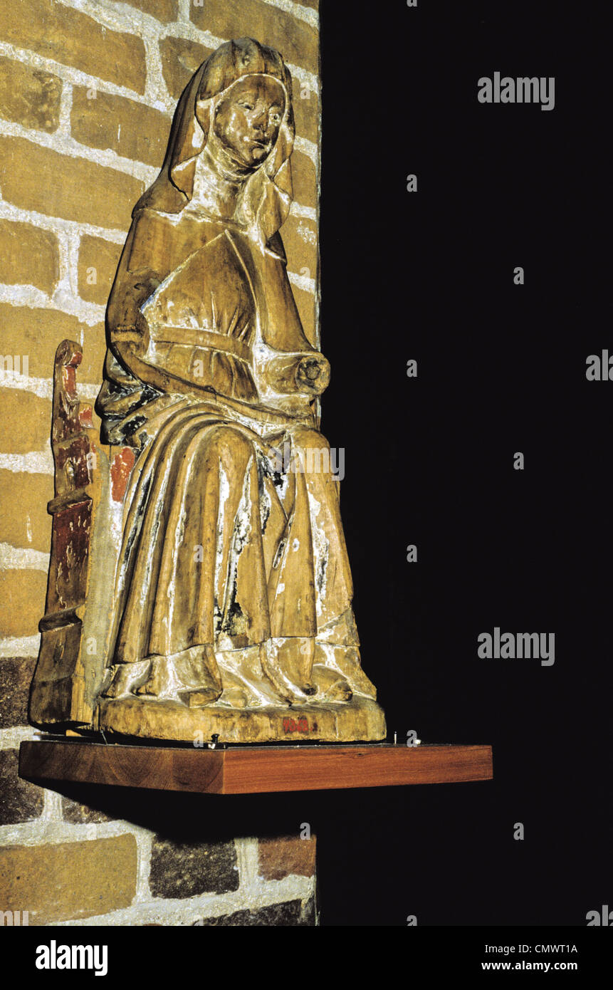 Intaglio del legno nel XV secolo la chiesa di San Lorenzo in Piscibus Pernio, Finlandia Foto Stock