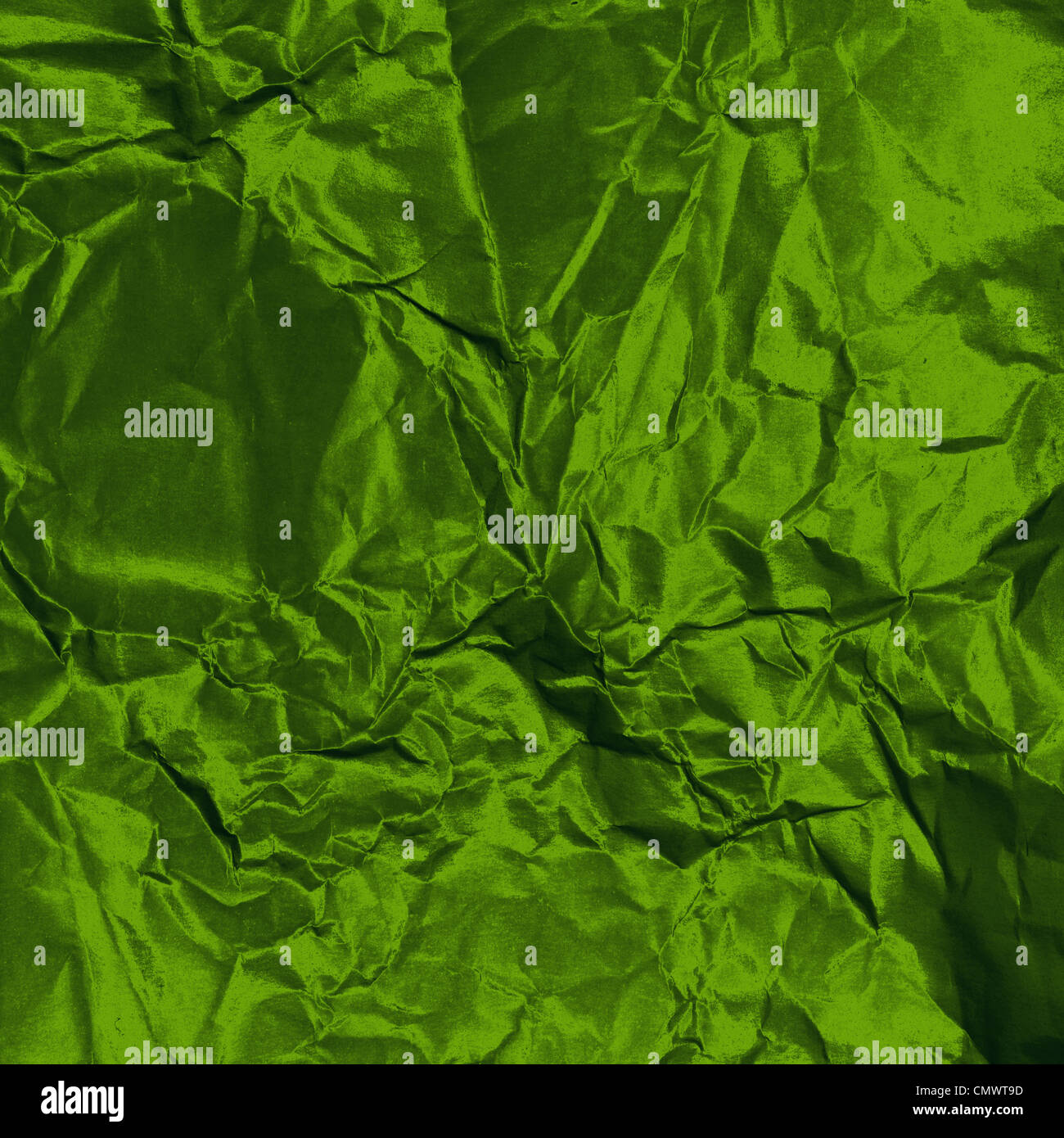 Crumpled verde tela metallica texture Foto Stock