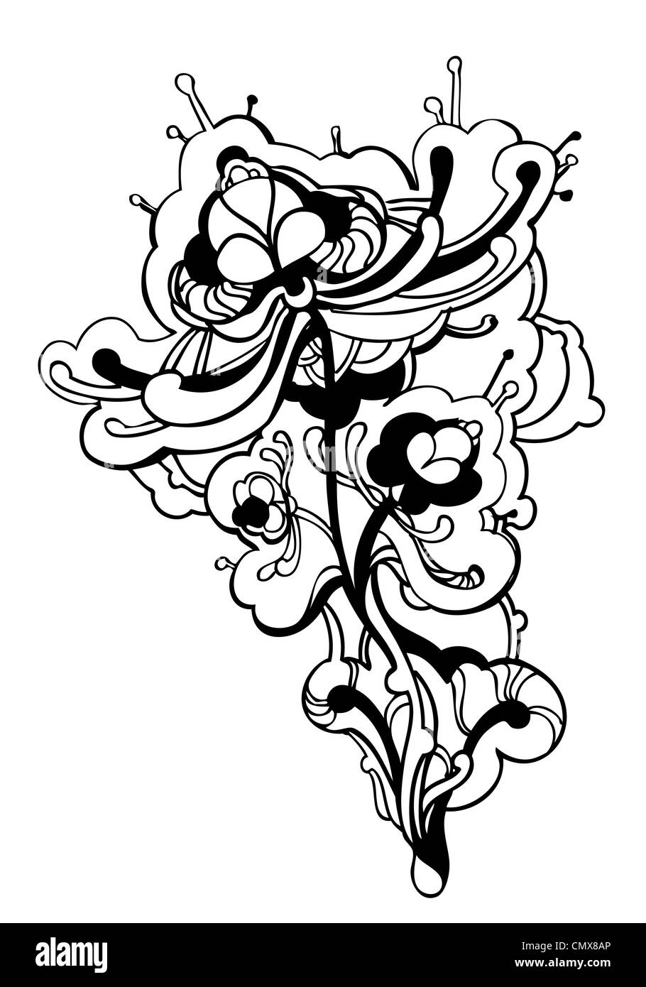 Un abstract graphic design in bianco e nero Foto Stock