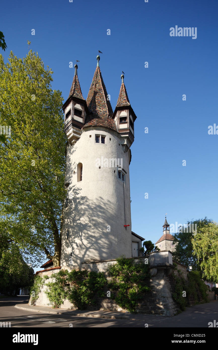 In Germania, il Land della Baviera e della Svevia, Lindau, Vista della Torre Diebsturm Foto Stock
