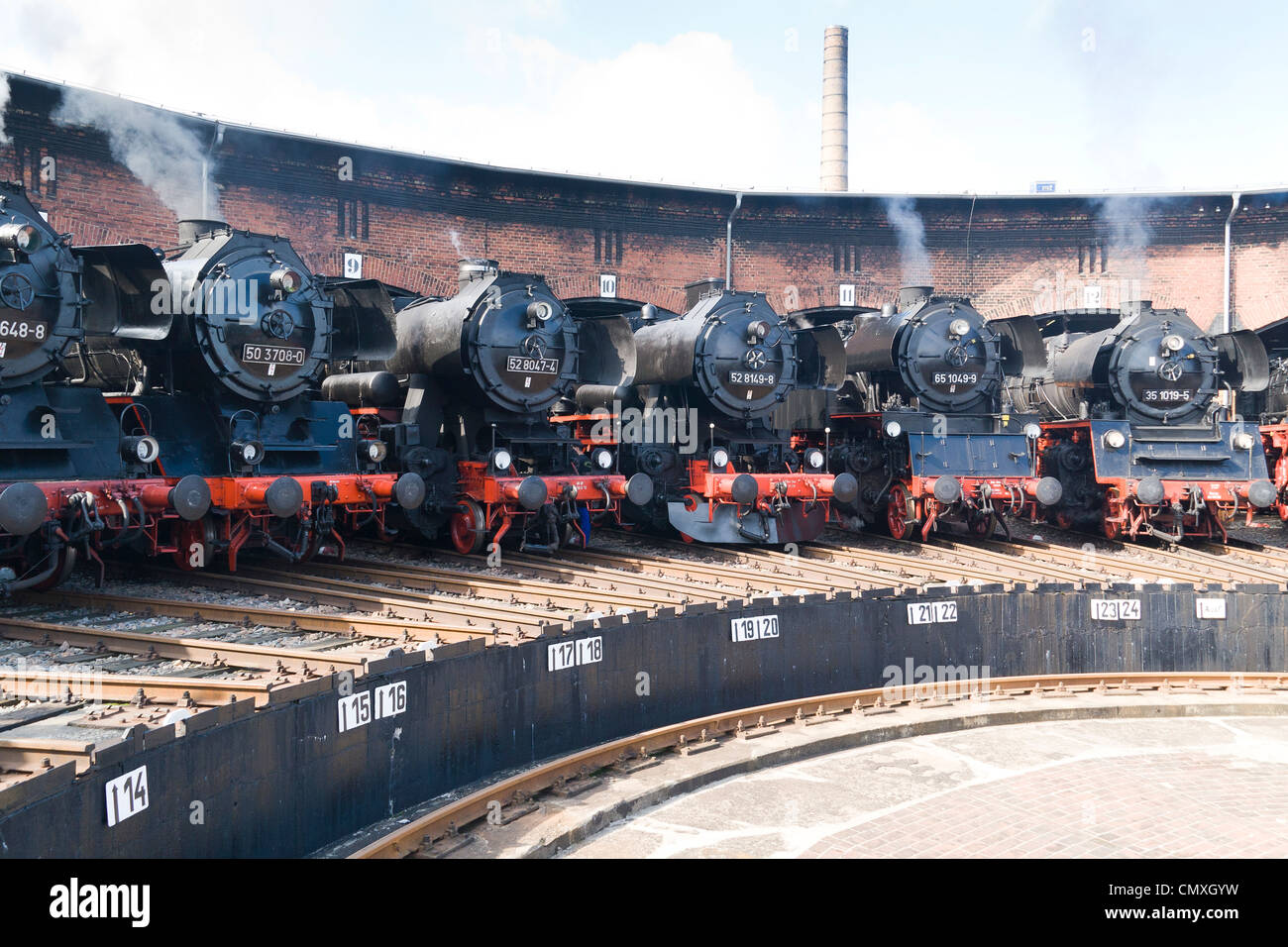 Tedesco di locomotive a vapore a Hilbersdorf capannone a vapore Foto Stock