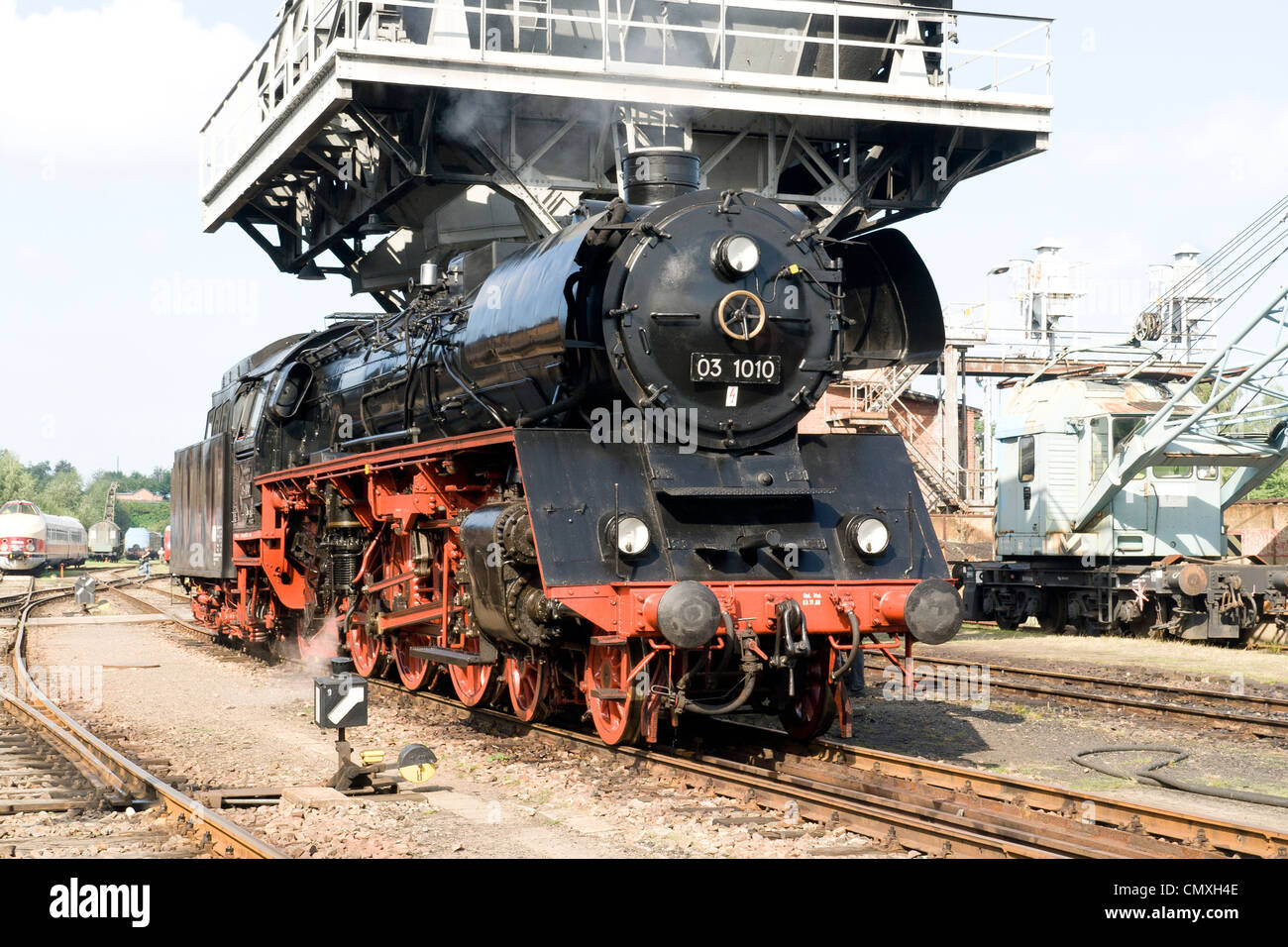 Un tedesco di locomotiva a vapore a vapore Hilbersdorf capannone vicino a Chemnitz, Germania Foto Stock