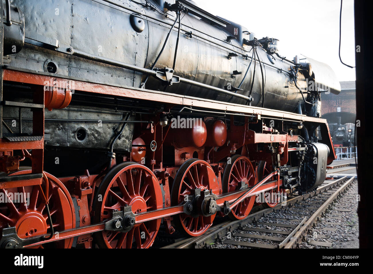 Un tedesco di locomotiva a vapore a vapore Hilbersdorf capannone vicino a Chemnitz, Germania Foto Stock
