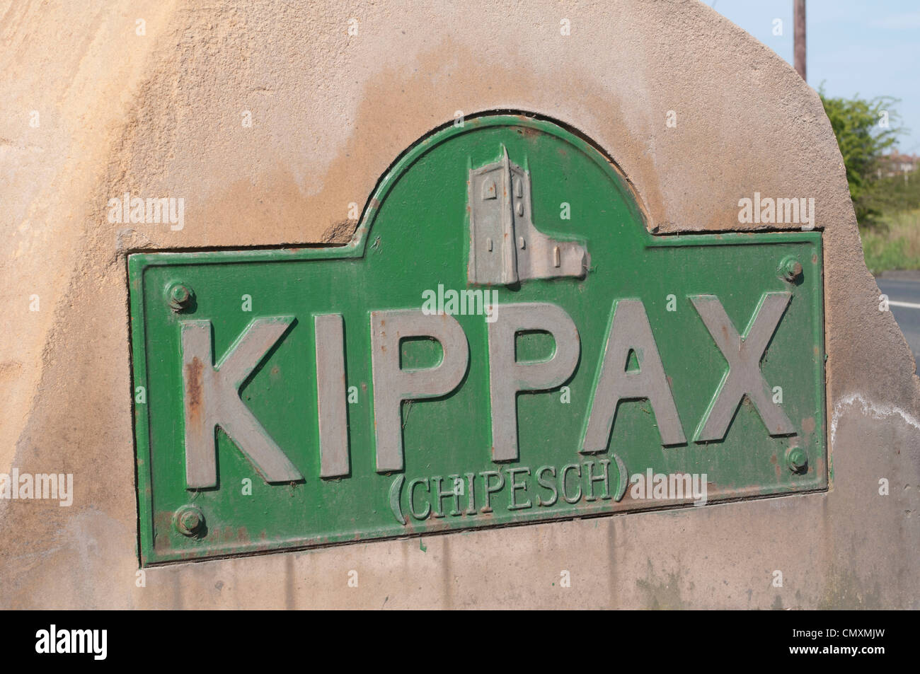 Città Kippax segno; Longdike Lane Foto Stock