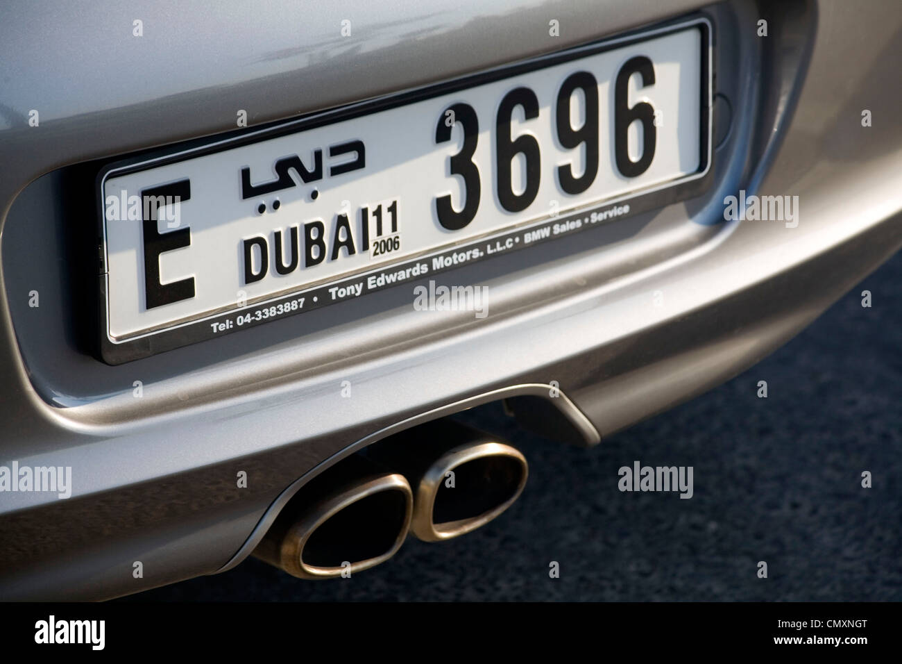 Dubai numero di targa Porsche Foto Stock