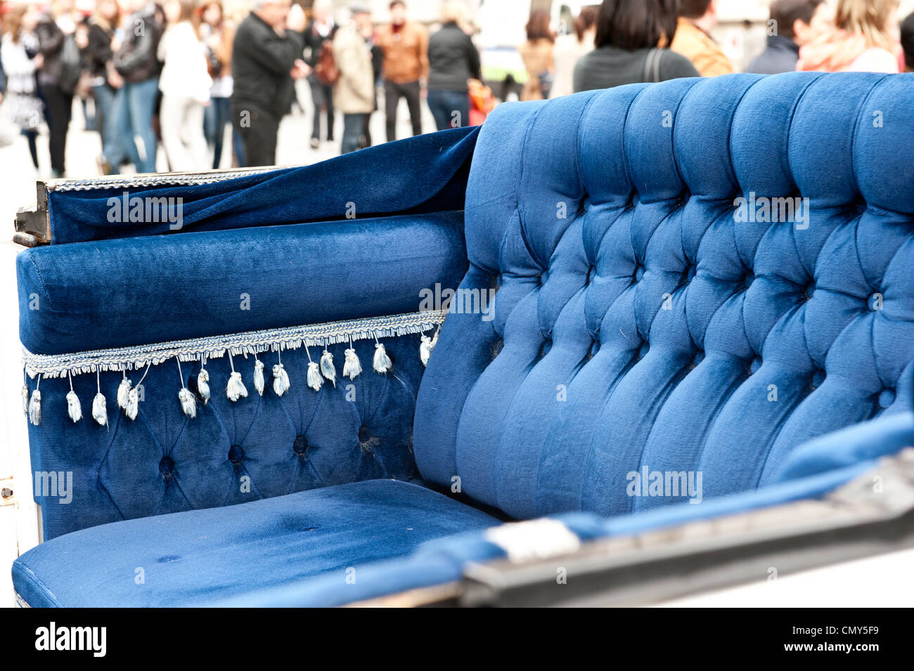 Closeup shot del sedile di un royal blue Carrello. Foto Stock