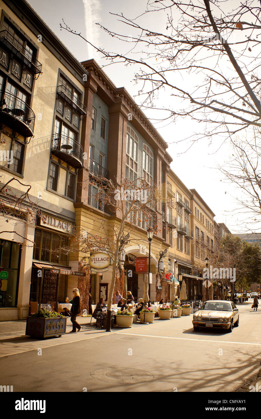 Esclusivo quartiere Santana Row in San Jose, California. Foto Stock