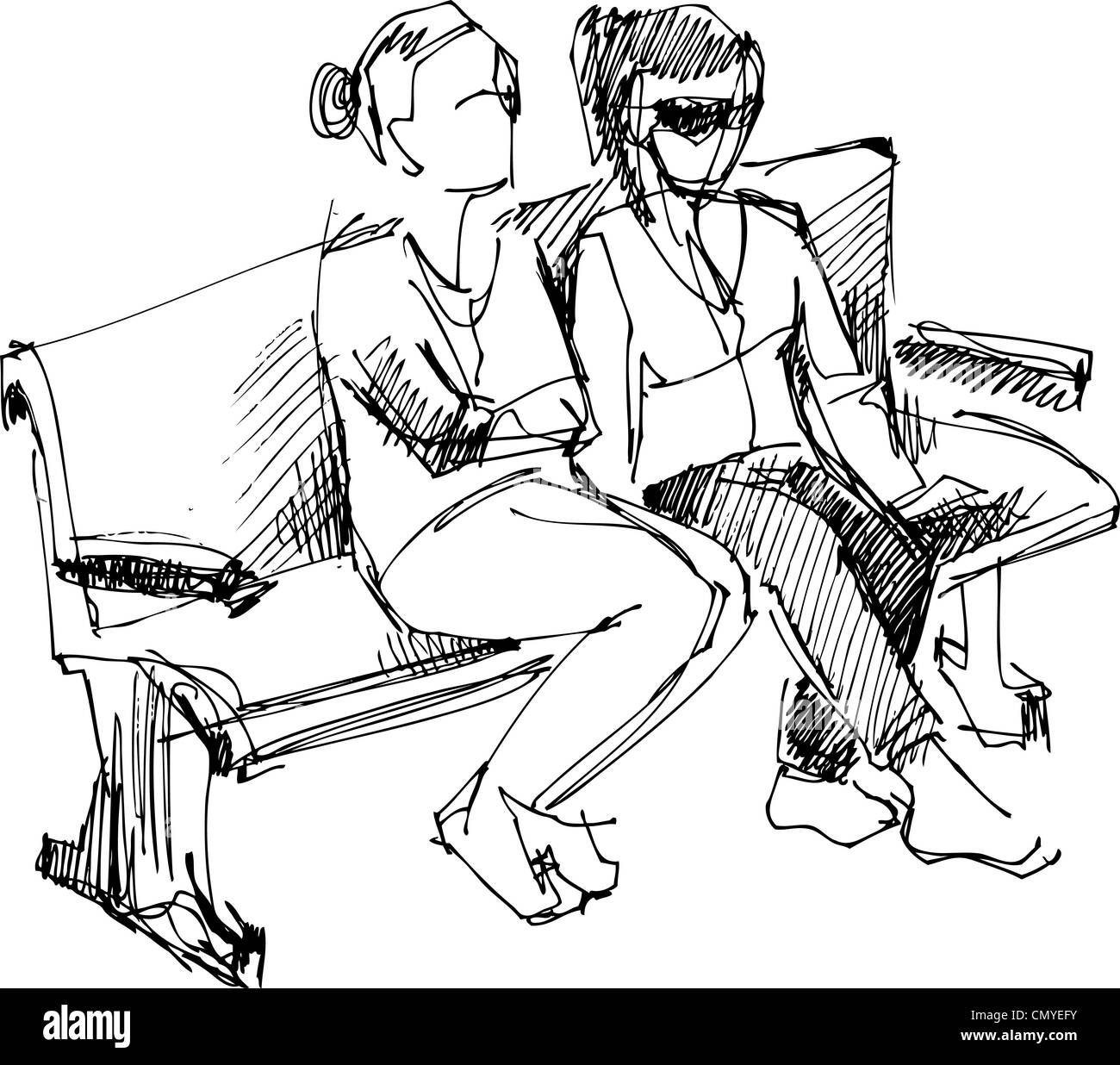 Ragazza-amici su un banco di lavoro Foto Stock