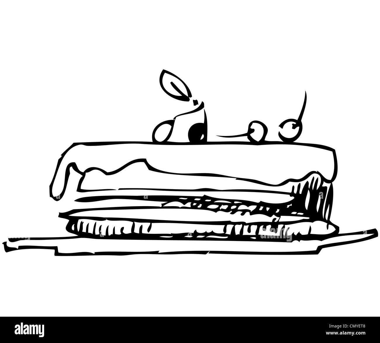 Immagine in bianco nero è torta con frutti di bosco Foto Stock