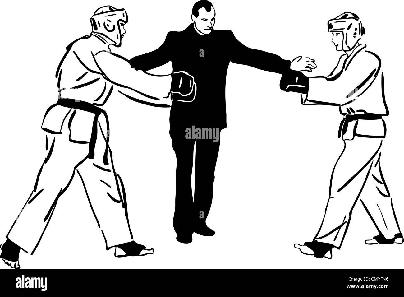 Il Karate Kyokushinkai schizzo di arti marziali e sport di combattimento Foto Stock