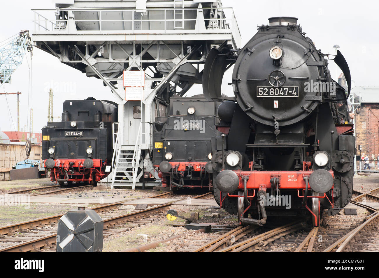 Tedesco di locomotive a vapore a vapore Hilbersdorf capannone vicino a Chemnitz, Germania Foto Stock
