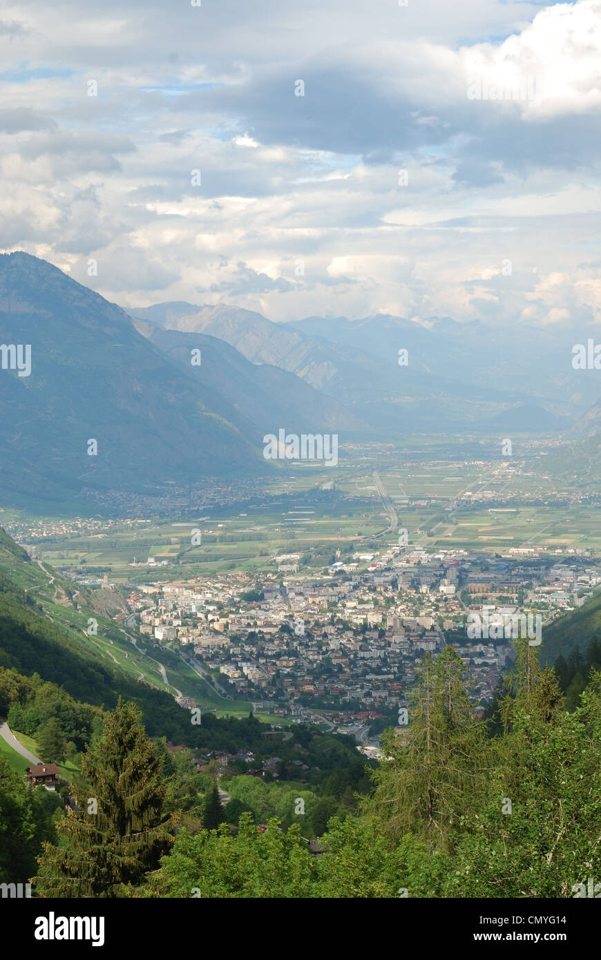 Valle Verde di Martigny nelle Alpi Svizzere. Foto Stock