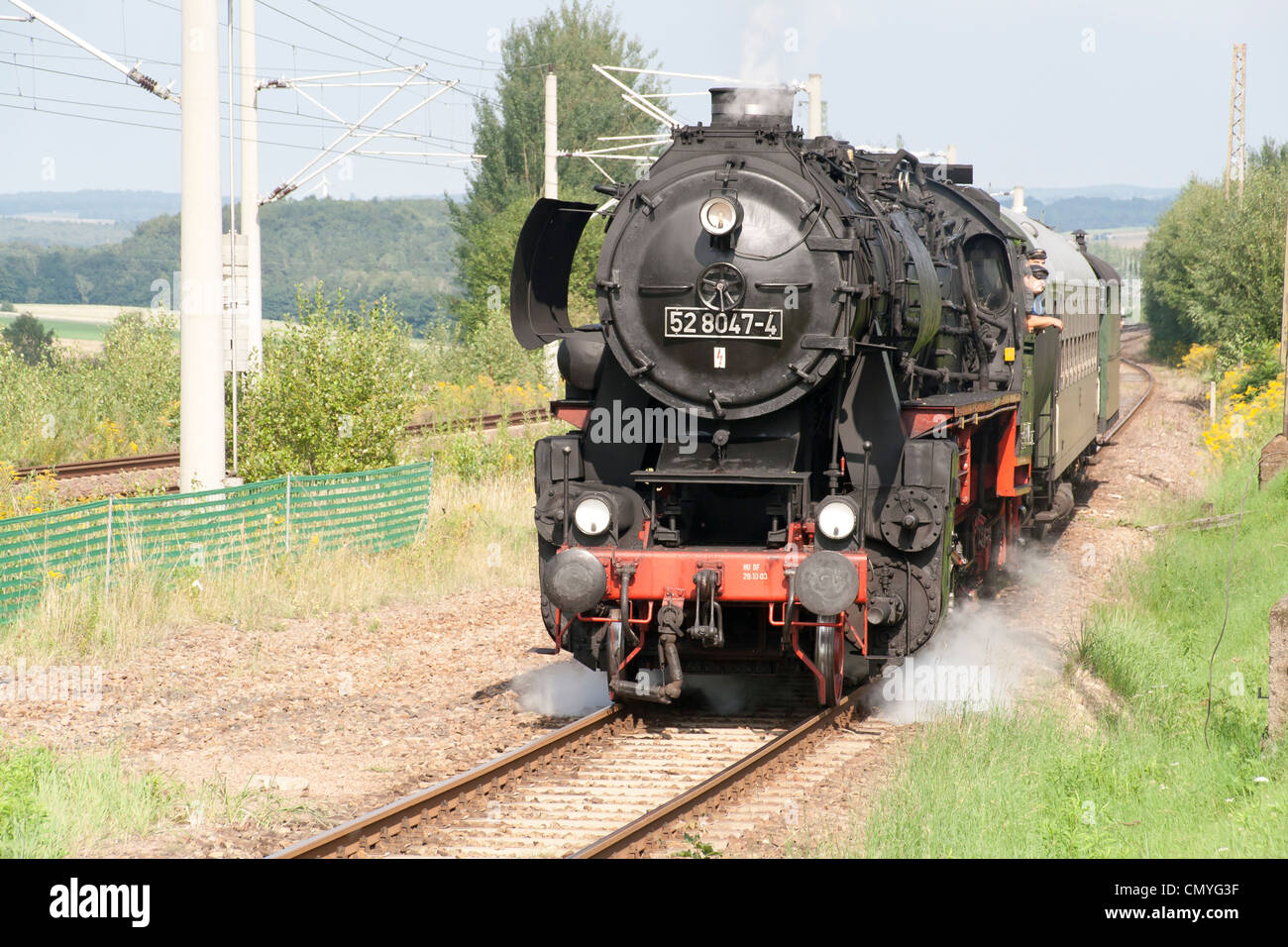 Un tedesco di locomotiva a vapore a vapore Hilbersdorf capannone vicino a Chemnitz, Germania Foto Stock