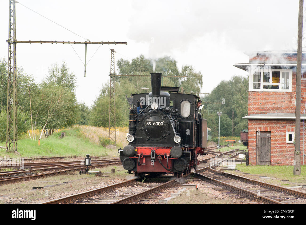 Un tedesco di locomotiva a vapore a vapore Hilbersdorf capannone vicino a Chemnitz, Germania Foto Stock