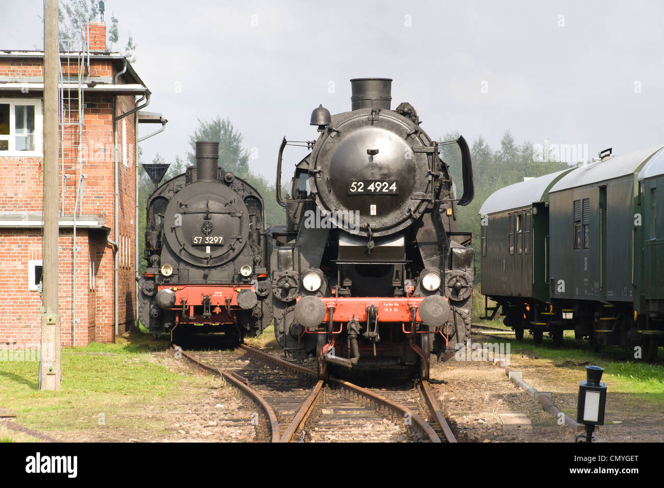 Tedesco di locomotive a vapore a vapore Hilbersdorf capannone vicino a Chemnitz, Germania Foto Stock