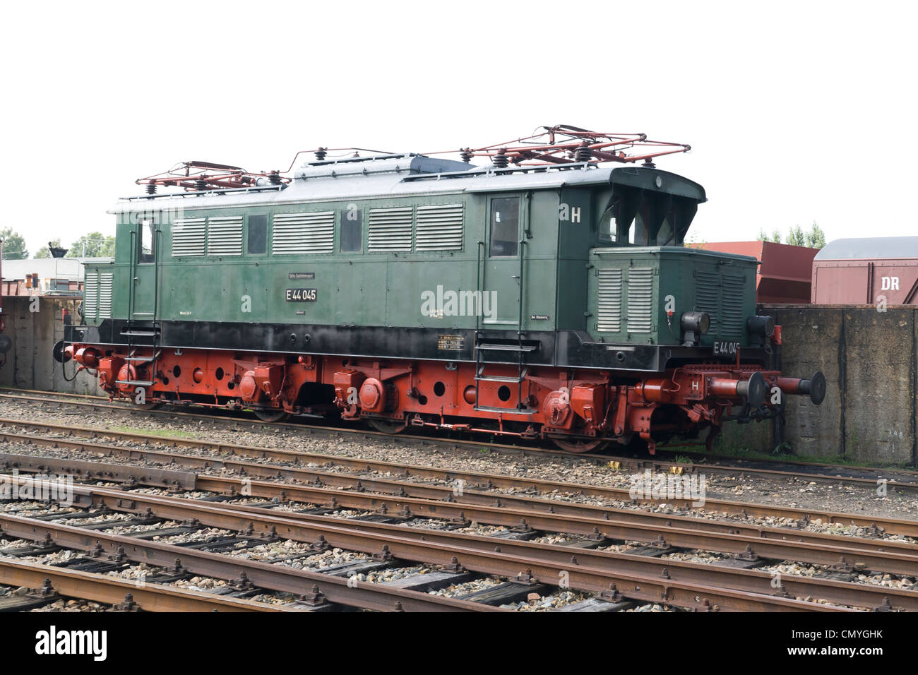 Tedesco locomotiva elettrica a vapore Hilbersdorf Shed, Germania Foto Stock