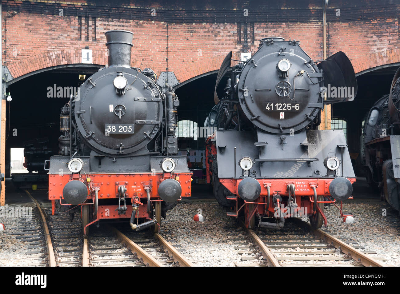 Tedesco di locomotive a vapore a vapore Hilbersdorf capannone vicino a Chemnitz, Germania Foto Stock
