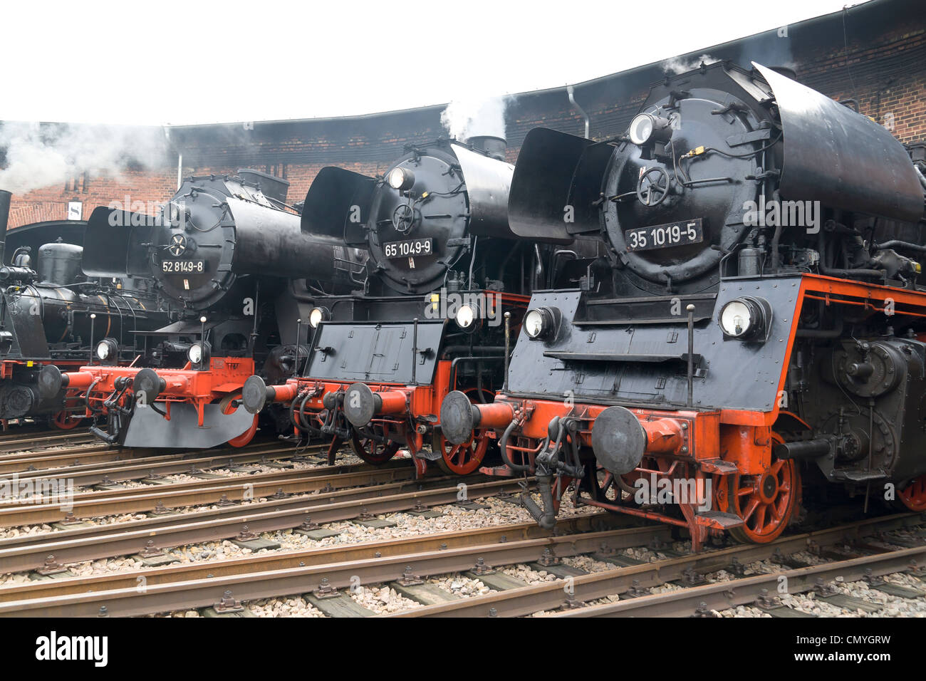 Un tedesco di locomotiva a vapore a vapore Hilbersdorf capannone vicino a Chemnitz, Germania Foto Stock