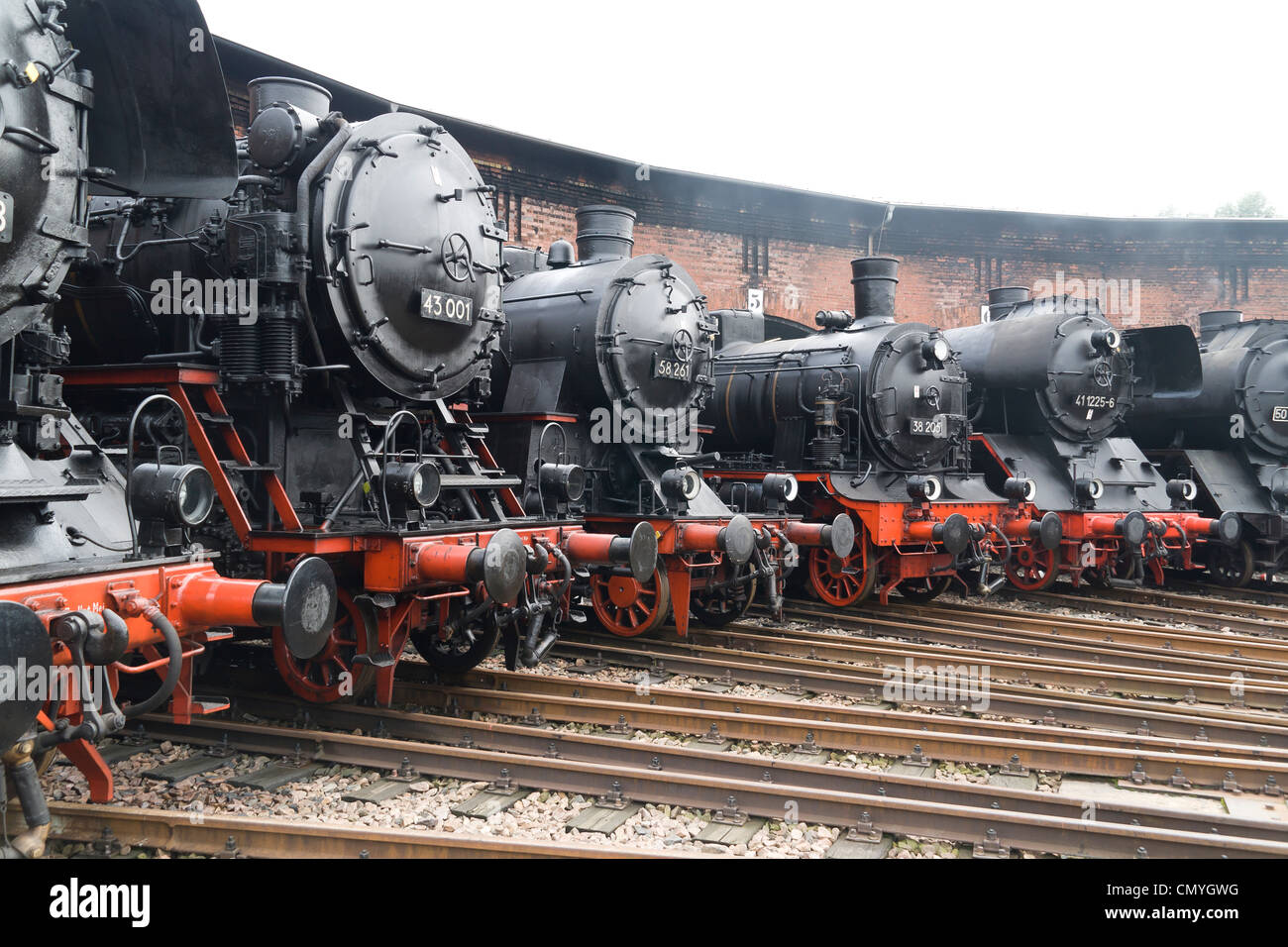 Un tedesco di locomotiva a vapore a vapore Hilbersdorf capannone vicino a Chemnitz, Germania Foto Stock