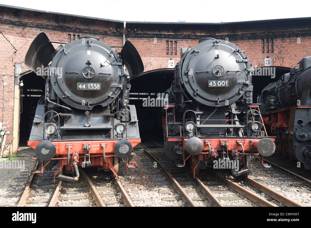 Un tedesco di locomotiva a vapore a vapore Hilbersdorf capannone vicino a Chemnitz, Germania Foto Stock