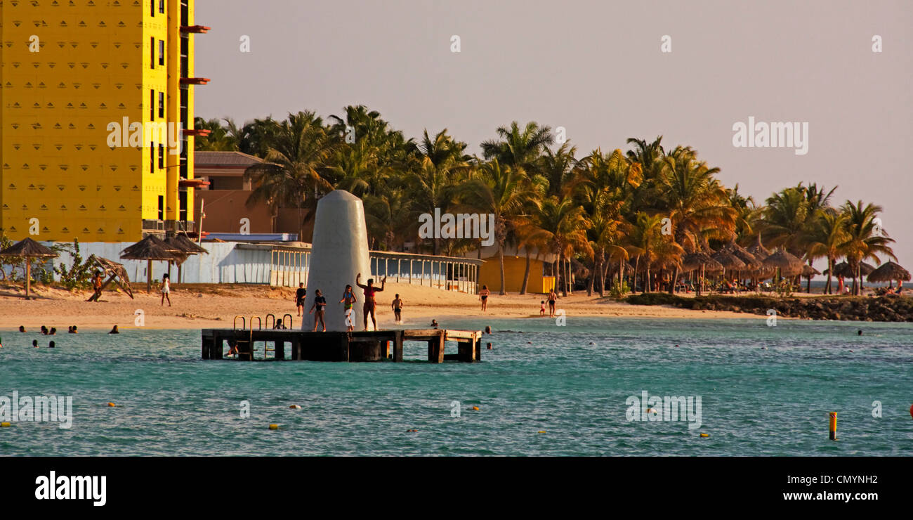 Aruba, Palm Beach, West Indies, olandese dei Caraibi e America centrale Foto Stock