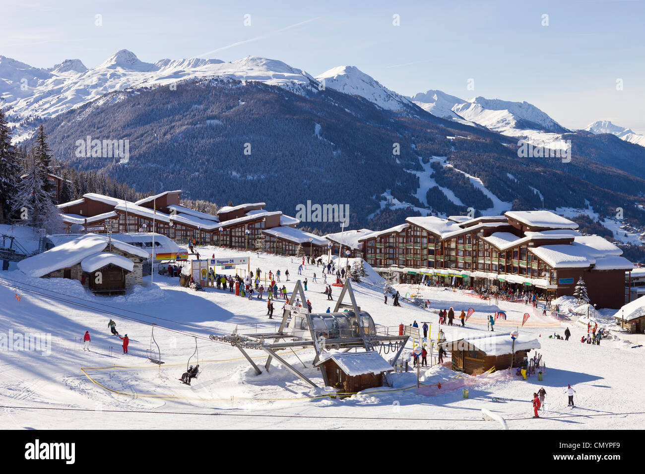 Francia, Savoie, Les Arcs 1800, Massif de la Vanoise, alta Valle Tarentaise Foto Stock