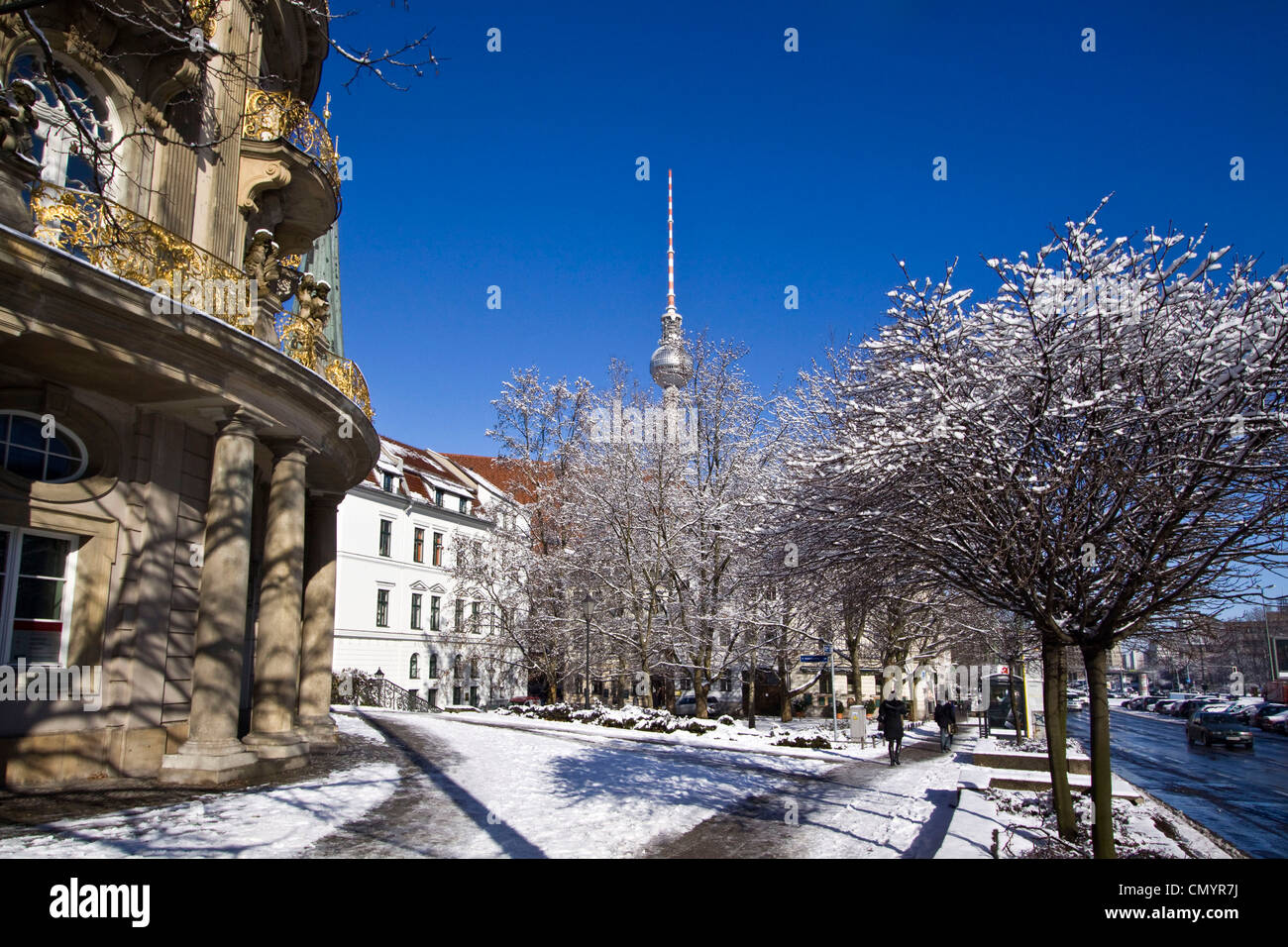 Quartiere Nikolai, Efraim Palais, Alex winter, neve, Berlino centro, Germania Foto Stock