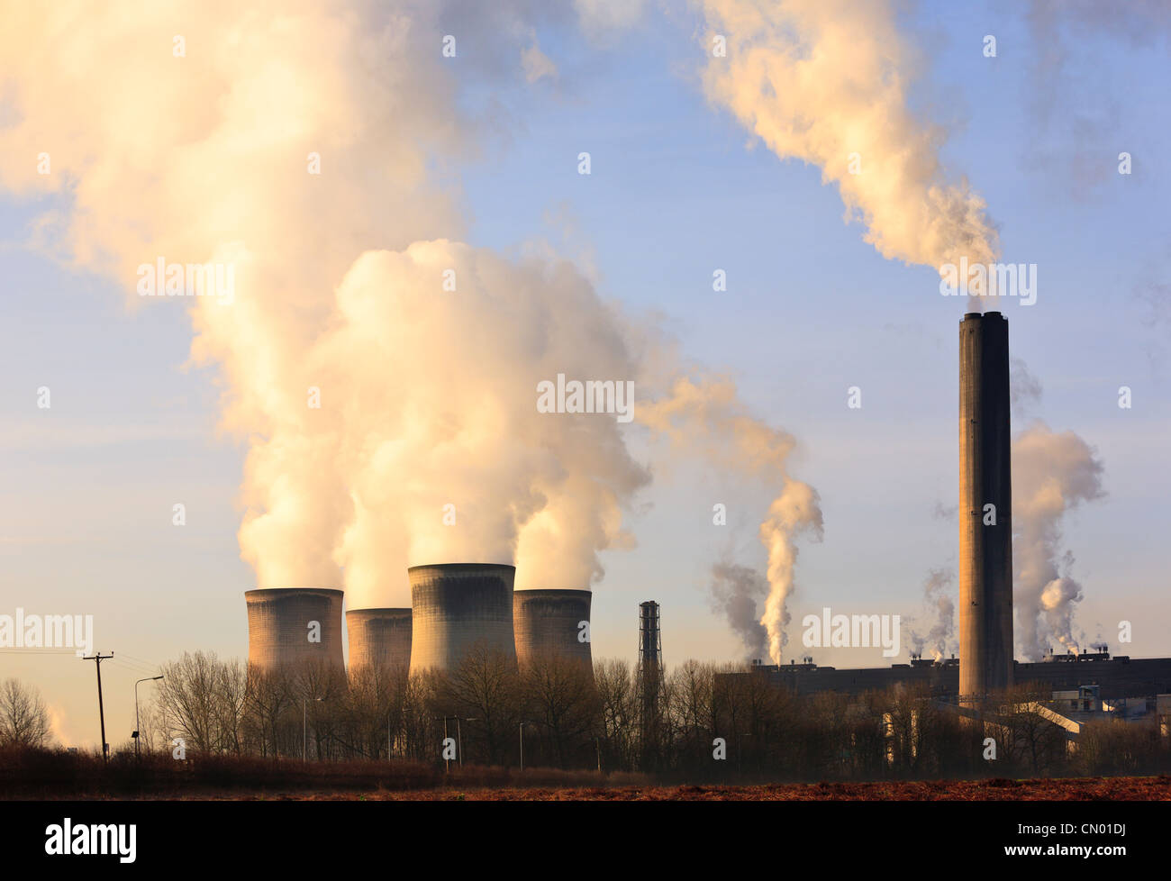 Per la produzione di energia elettrica a carbone, stazione Fiddlers Ferry, Inghilterra Foto Stock