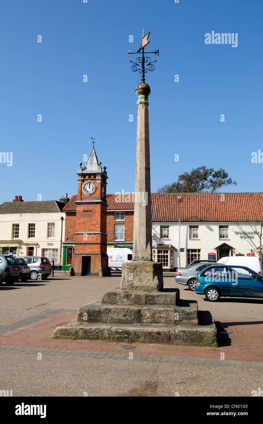 Wainfleet Village Center Lincolnshire England.Buttercross Market Place. Foto Stock