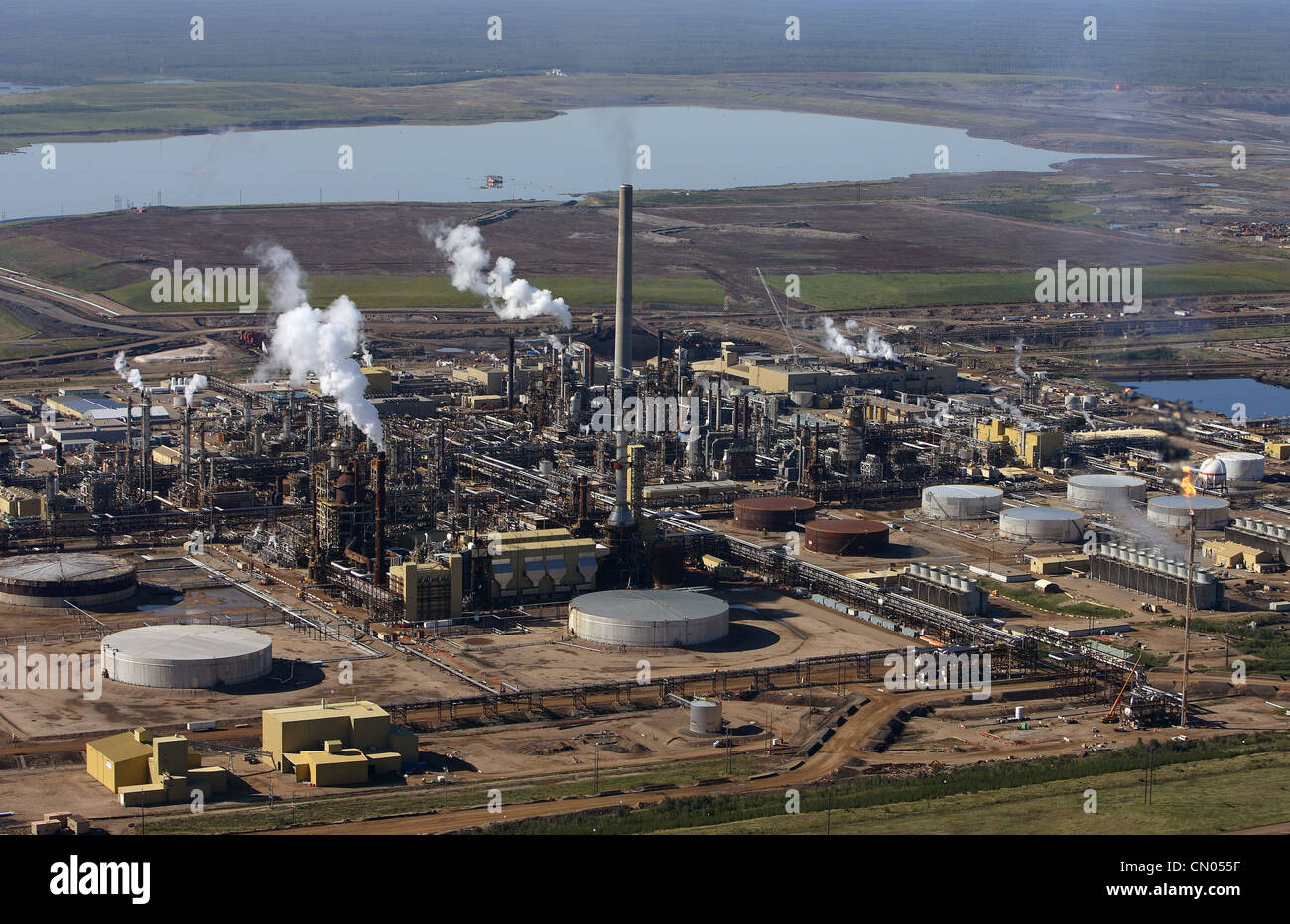 Fort McMurray, Alberta. Syncrude Canada's upgrader struttura presso la società oil sands capacità. Foto Stock