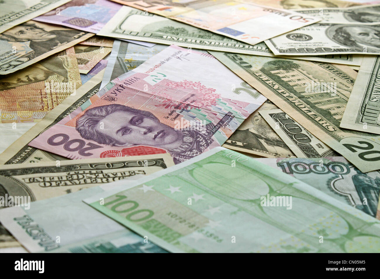 Valute: Euro, Dollaro, rublo, hrivna Foto Stock