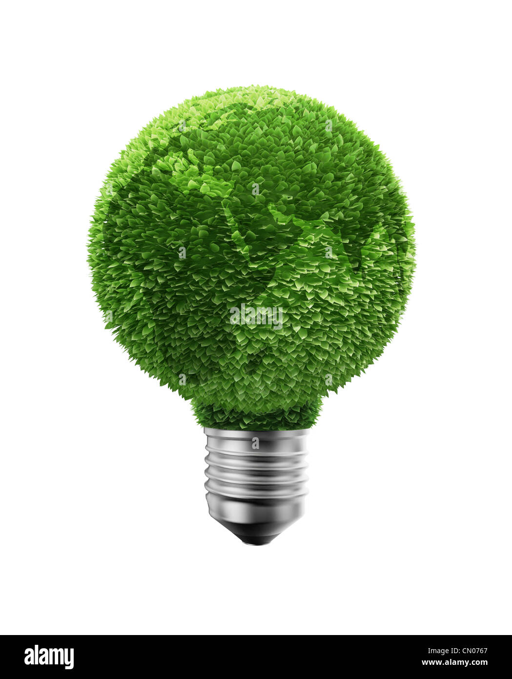 Foglie verde Massa sulla parte superiore di una lampadina Foto Stock