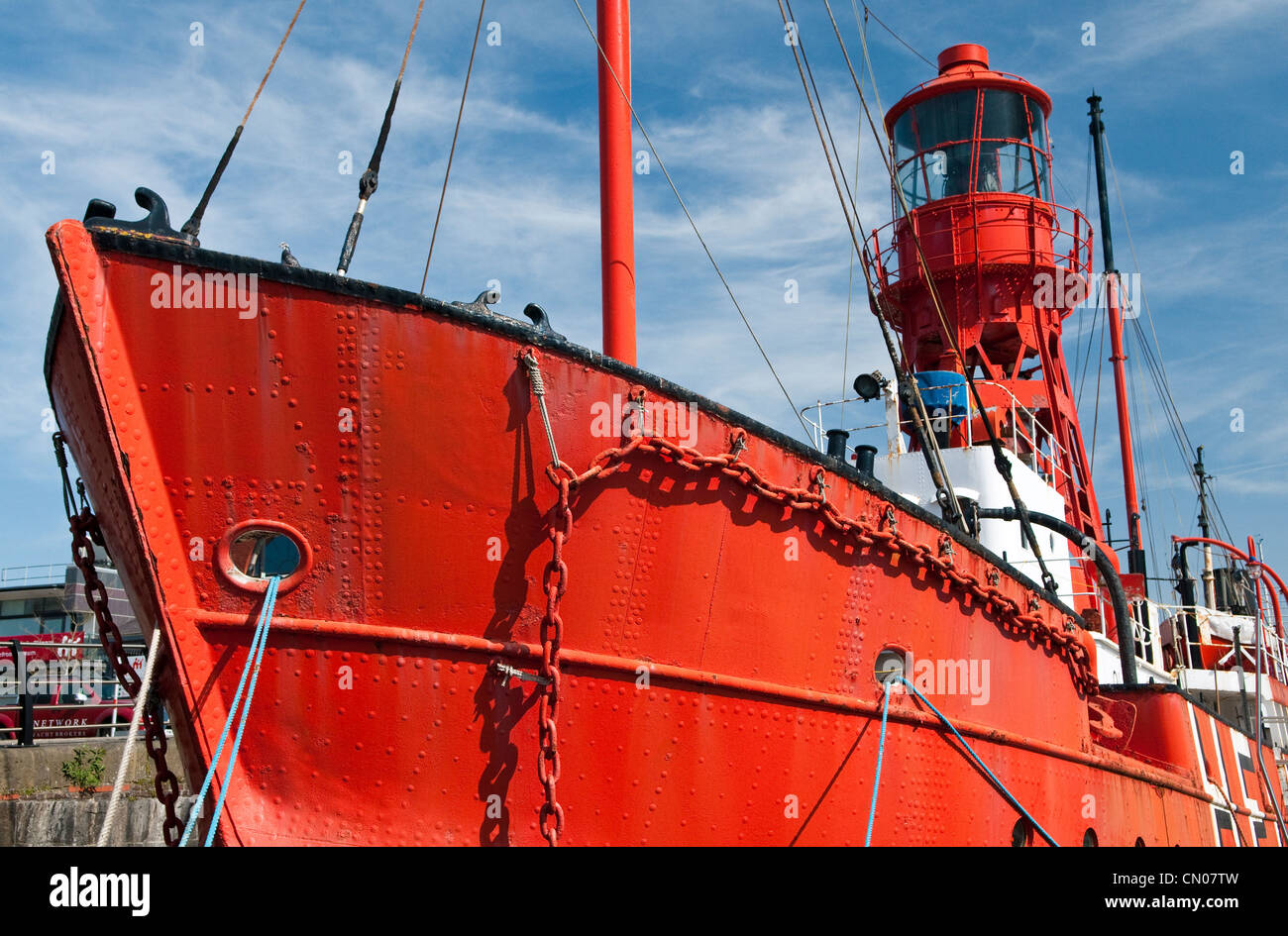 Il Helwick Lightship a Swansea Marina, ormeggiata in modo permanente. Foto Stock