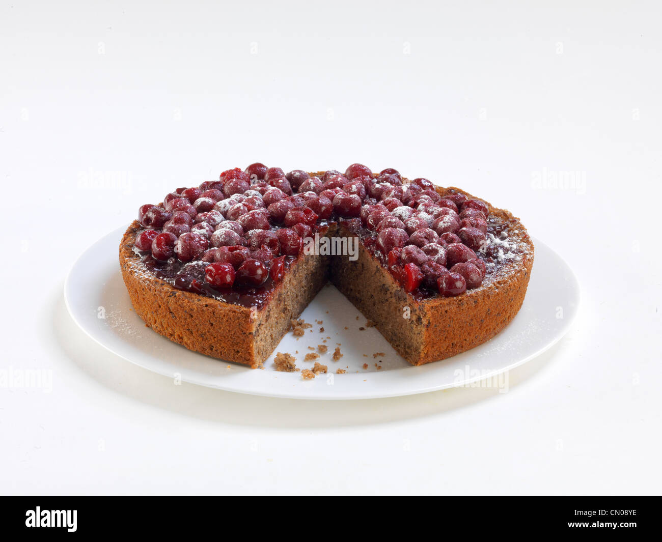 Una fetta di cioccolato-ciliege acide torta Foto Stock