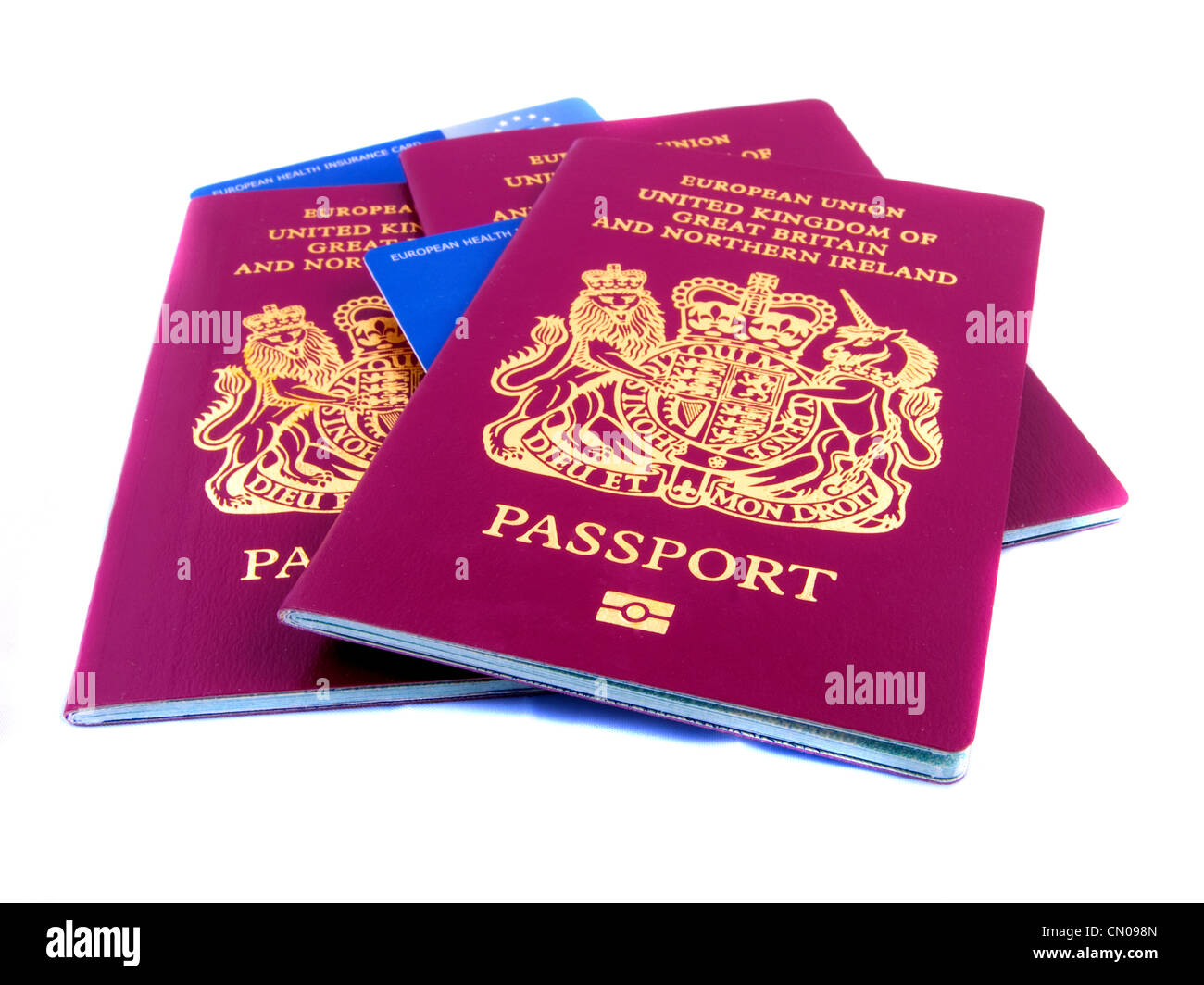 Carte di team e Regno Unito passaporti Foto Stock