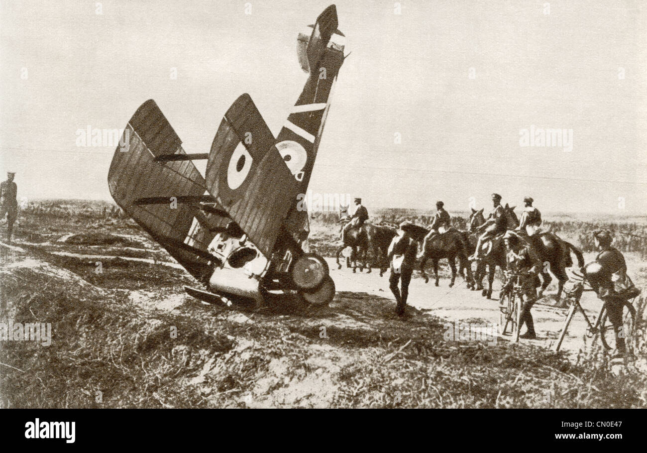 Un aereo si schiantò vicino a Cherisy, Francia durante la Prima Guerra Mondiale. Foto Stock