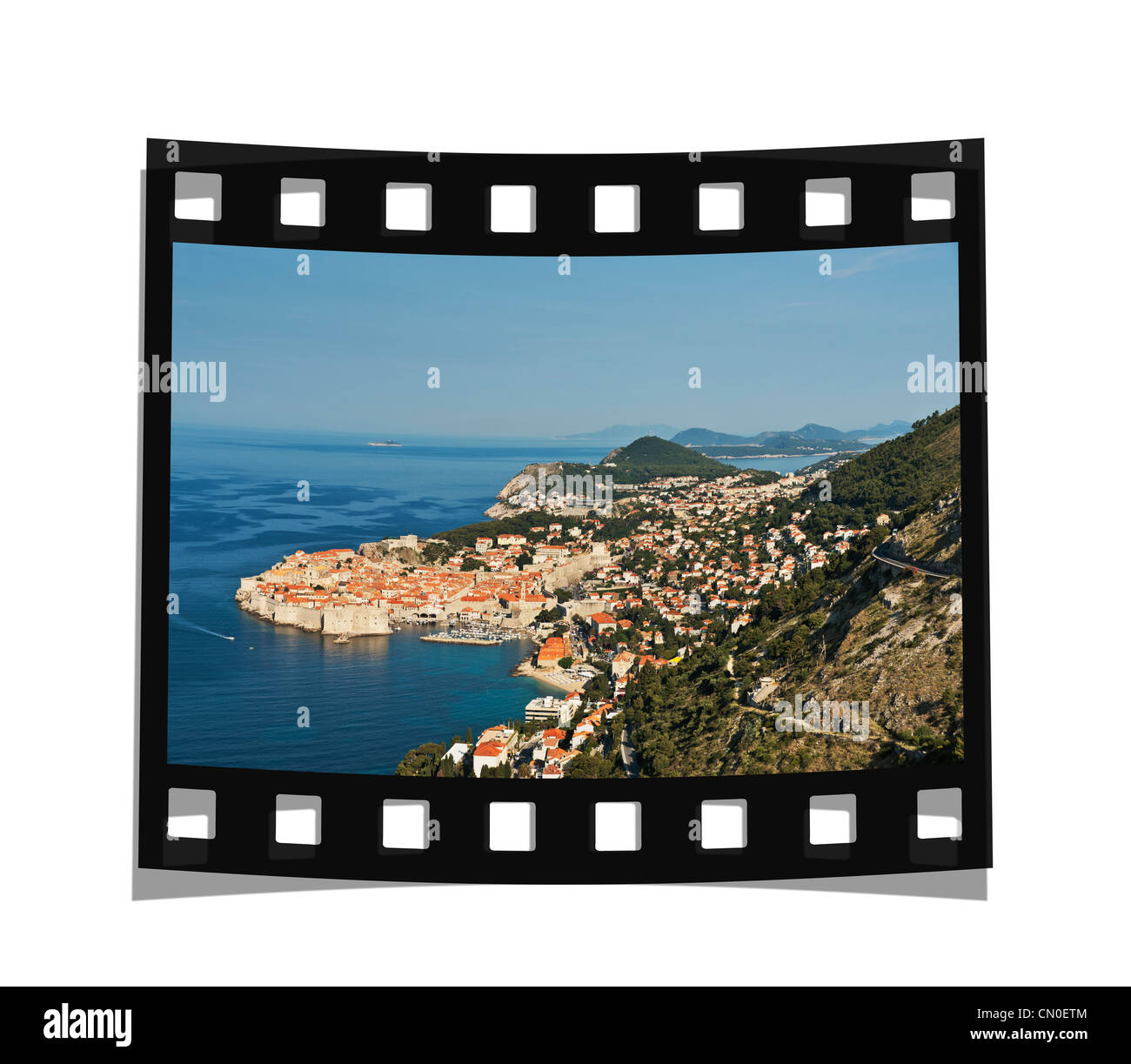 Filmina: vista dal monte Srd della città vecchia di Dubrovnik, Dalmazia, Croazia, Europa Foto Stock