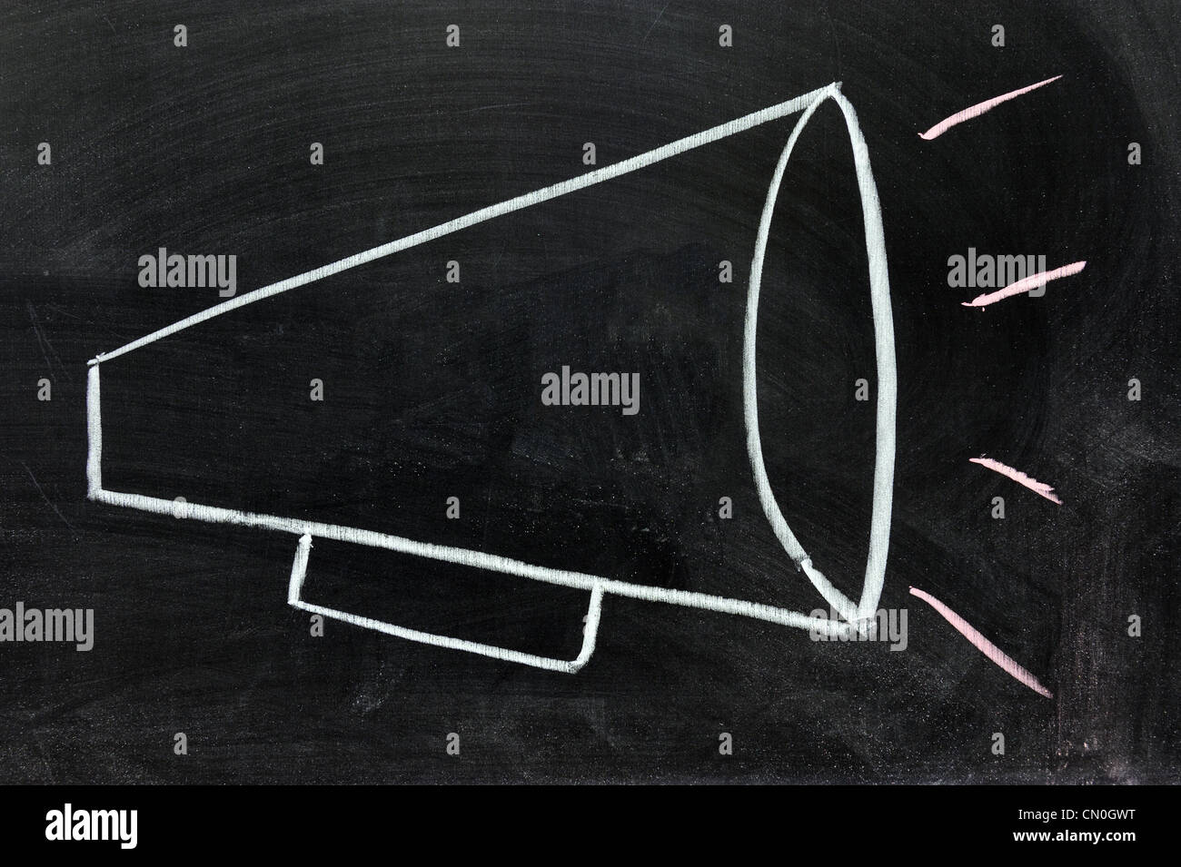 Un altoparlante disegnato sulla lavagna Foto Stock