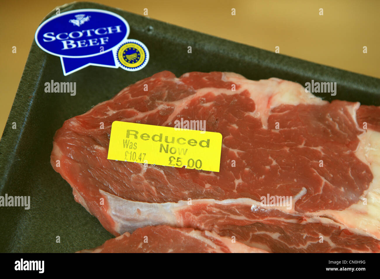 Scotch Beef a prezzo ridotto in un supermercato Foto Stock