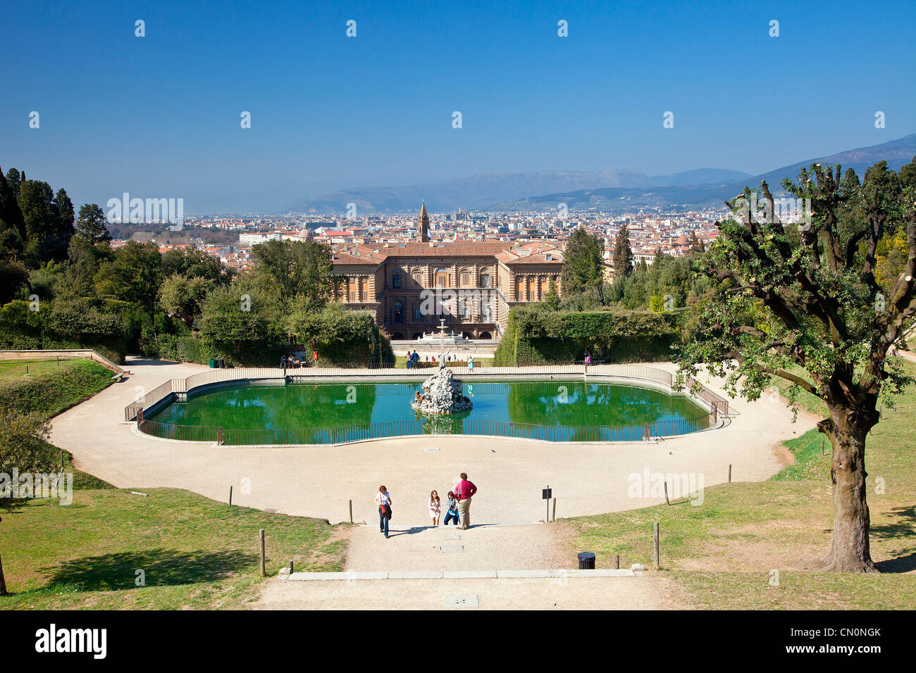 L'Europa, Italia, Firenze, il giardino di Boboli, fontana di Nettuno Foto Stock