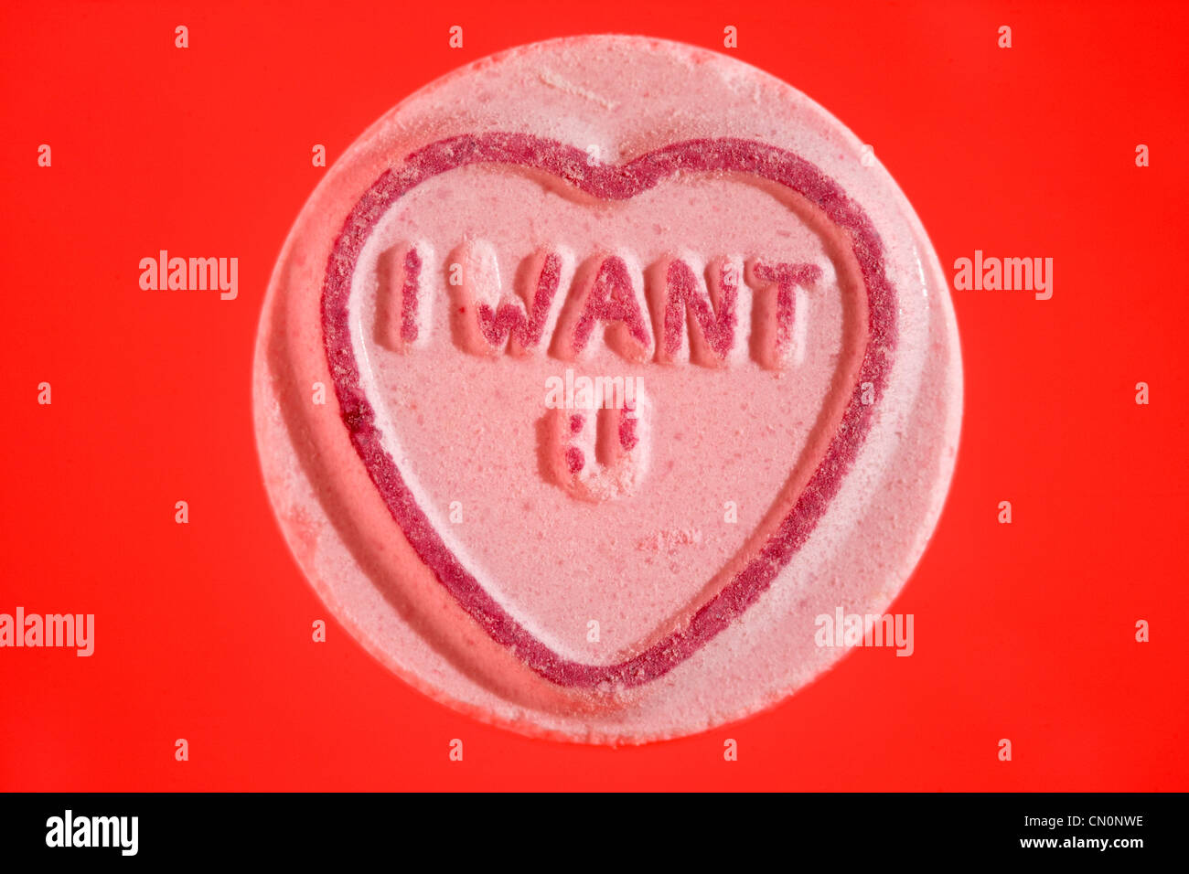 Amore cuori cuore frizzanti dolci dolci caramelle voglio U si Foto Stock